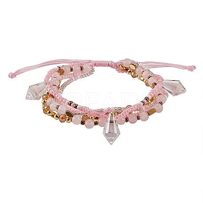 Sparkling Glass Seed Beads 5 Layered Anklet AJEW-SW00006-02-1