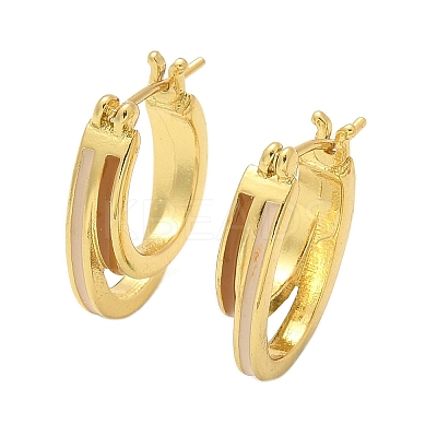 Two-layer Oval Brass Enamel Hoop Earrings EJEW-S252-03B-G-1