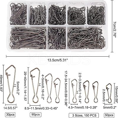 400Pcs 8 Style 201 Stainless Steel Fishing Connector Quick Change Safe Lock FIND-FH0001-86-1