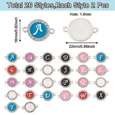52Pcs 26 Style Alloy Enamel Links Connectors ENAM-YS0001-07-1