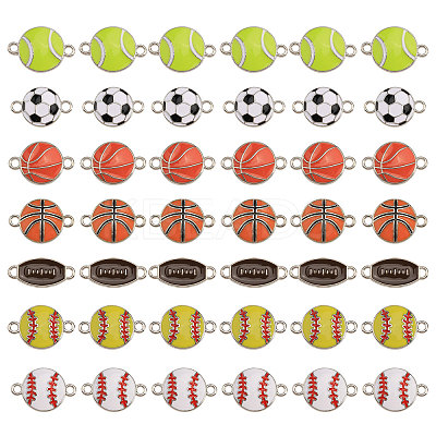 42Pcs 7 Styles Sports Ball Theme Alloy Enamel Connector Charms ENAM-CA0001-81-1