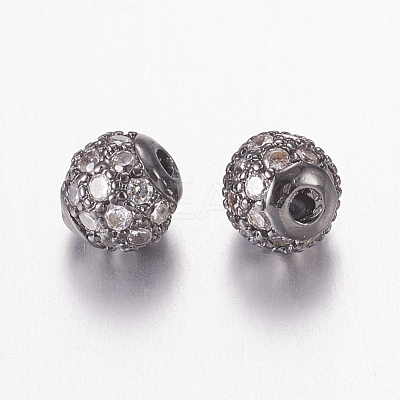 Brass Micro Pave Cubic Zirconia Beads ZIRC-L067-36-NR-1