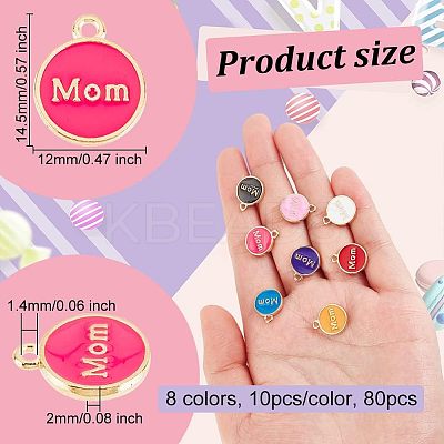 80Pcs 8 Colors Mother's Day Theme Alloy Enamel Charms ENAM-OC0001-07-1