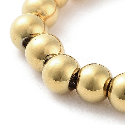 202 Stainless Steel Round Beaded Bracelets for Men Women LS-BJEW-D034-01G-1