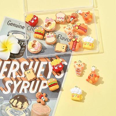 20Pcs 10 Styles Opaque Resin Imitation Food Pendants CRES-FS0001-24-1