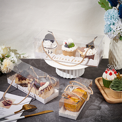 18 Sets 3 Styles Portable Transparent Plastic Swiss Cake Roll Sandwich Holder Box CON-NB0002-13-1