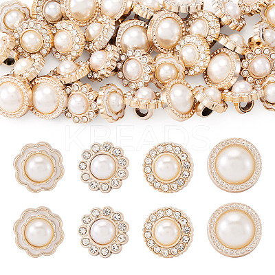 40Pcs 4 Styles 1-Hole Acrylic Rhinestone Shank Buttons BUTT-TA0001-44-1