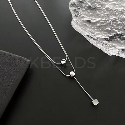 Non-Tarnish 304 Stainless Steel Round Snake Chains Double Layer Necklaces LS-BJEW-K257-03P-1