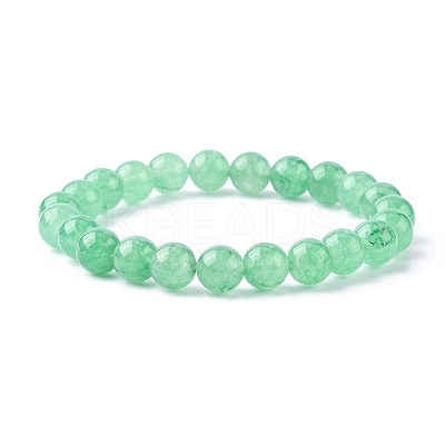 Dyed Natural Green Aventurine Beads Stretch Bracelets LS-X-BJEW-Q305-1