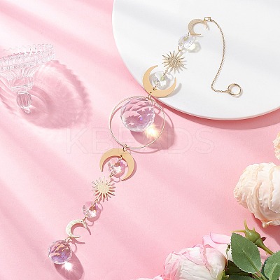 Glass Teardrop Window Hanging Suncatchers HJEW-JM04515-01-1