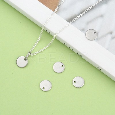 Tarnish Resistant 304 Stainless Steel Stamping Blank Tag Flat Round Charms Pendants STAS-Q171-04-1