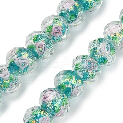 Handmade Foil Lampwork Beads Strands FOIL-S136-001F-1