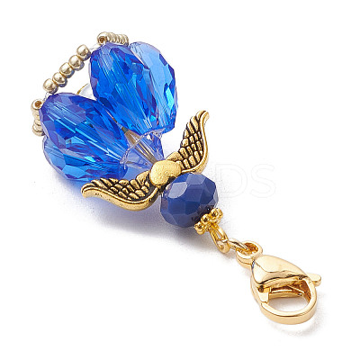 Angel Glass Beaded & Alloy Pendant Decorations HJEW-MZ00190-1