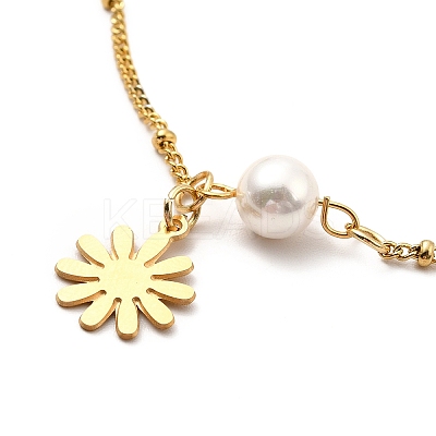 CCB Pearl Link Anklet AJEW-C021-04G-1