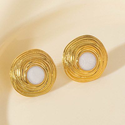 304 Stainless Steel Flat Round Stud Earrings DV1097-2-1