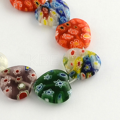 Heart Handmade Millefiori Glass Beads Strands LK-R004-67-1