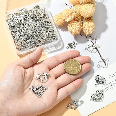 100Pcs 10 Styles Tibetan Style Alloy Connector Charms TIBE-CJ0001-27-1