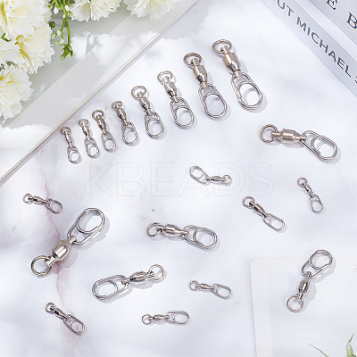 40Pcs 8 Styles Brass & 304 Stainless Steel Fishing Fast Snap Clips FIND-GO0001-20-1
