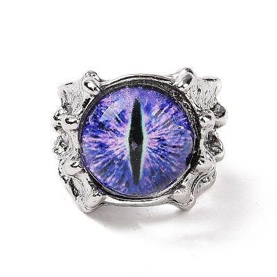 Dragon Eye Glass Wide Band Rings for Men RJEW-E017-01AS-03-1