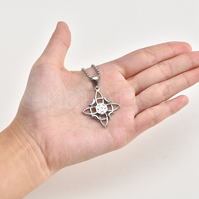 Vintage 304 Stainless Steel Witch Knot Pendant Necklaces WGBCAF0-01-1