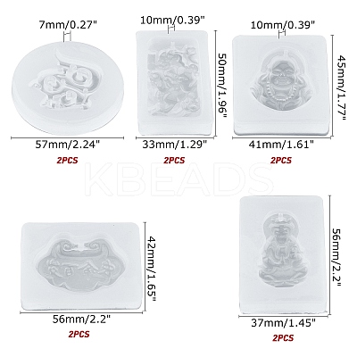 Buddhaist DIY Pendant Silicone Molds Kits DIY-OC0002-86-1