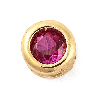 Rack Plating Flat Round Brass Micro Pave Cubic Zirconia Cabochons KK-F874-03G-06-1
