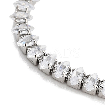 Brass Pave Clear Cubic Zirconia Horse Eye Link Bracelets BJEW-B094-03A-P-1