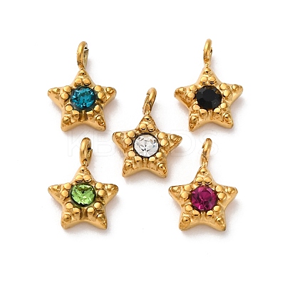 304 Stainless Steel Rhinestone Charms STAS-I331-26G-1