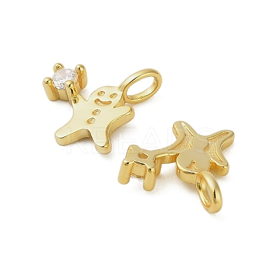 925 Sterling Silver Pave Clear Cubic Zirconia Christmas Gingerbread Man Charms STER-Z104-01G-1