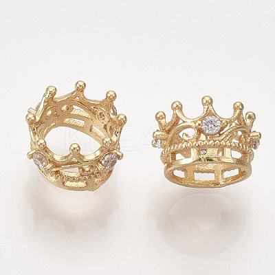 Brass with Cubic Zirconia European Beads X-KK-T035-122-G-1