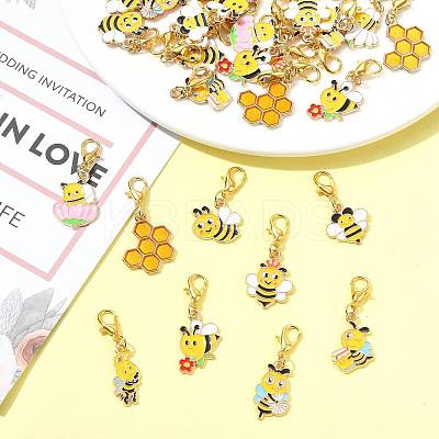 40Pcs 10 Style Alloy Enamel Pendant Decorations HJEW-FS00064-1