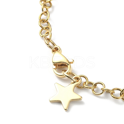 Enamel Butterfly & Alloy Heart Charm Bracelet with Ion Plating(IP) 304 Stainless Steel Chains BJEW-JB09558-1