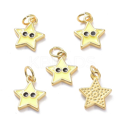 Real 18K Gold Plated Brass Enamel Charms KK-L206-019G-01-1