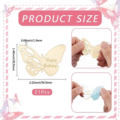 21Pcs Birthday Theme Mirror Effect Acrylic Birthday Cupcake Insert Card Decoration AJEW-SP0001-73A-1