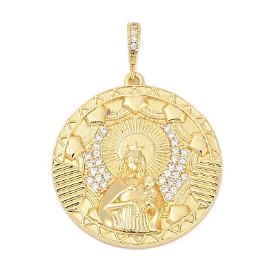 Brass Micro Pave Cubic Zirconia Pendants KK-D317-122G-1