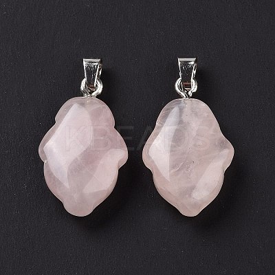Natural Rose Quartz Pendants G-B041-03P-12-1