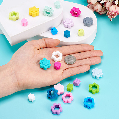 30Pcs 30 Styles Flower Silicone Focal Beads SIL-TA0001-83-1