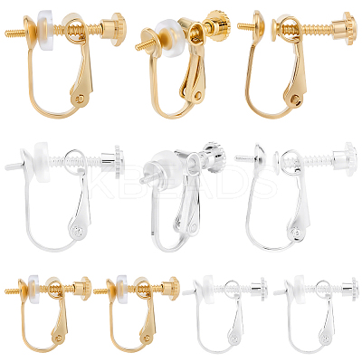 16Pcs 2 Colors Brass Clip-on Earring Findings KK-BBC0022-29-1
