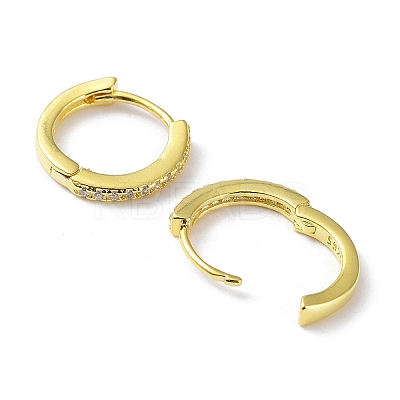 925 Sterling Silver with Clear Cubic Zirconia Hoop Earrings EJEW-K258-11G-1