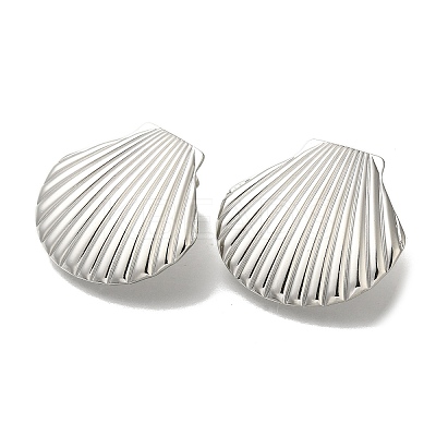 304 Stainless Steel Shell Shape Stud Earrings for Women EJEW-U027-04P-1