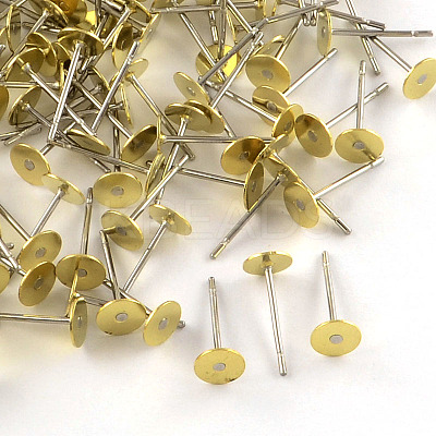 304 Stainless Steel Stud Earring Settings STAS-R073-08-1