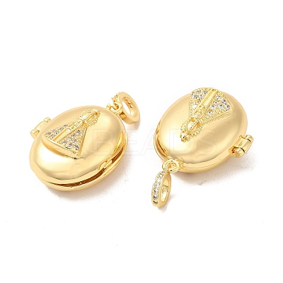 Eco-Friendly Rack Plating Brass Micro Pave Clear Cubic Zirconia Locket Pendants KK-F850-02G-1
