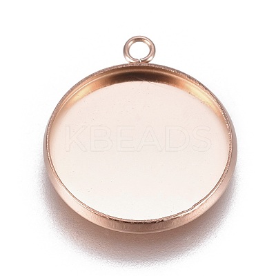 Ion Plating(IP) 304 Stainless Steel Pendant Cabochon Settings X-STAS-G127-13-16mm-RG-1