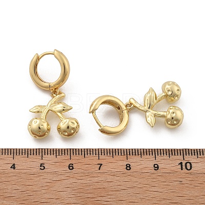 Brass Cherry Hoop Earrings EJEW-R016-04P-1