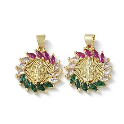 Rack Plating Brass Cubic Zirconia Pendants KK-M272-05G-1