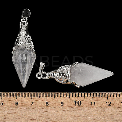 Natural Quartz Crystal Faceted Bicone Big Pendants G-Z101-03P-05-1