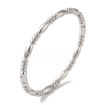 Non-Tarnish 304 Stainless Steel Textured Ring Hinged Bangles for Women BJEW-I315-17P-1