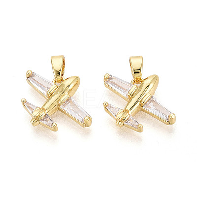 Brass Micro Pave Cubic Zirconia Pendants KK-T073-51G-1