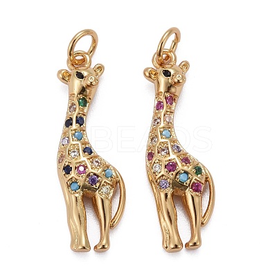 Brass Micro Pave Colorful Cubic Zirconia Pendants ZIRC-Z011-11G-1