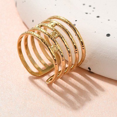 304 Stainless Steel Multi-layer Open Cuff Rings for Women LS-STAS-Z108-03G-04-1